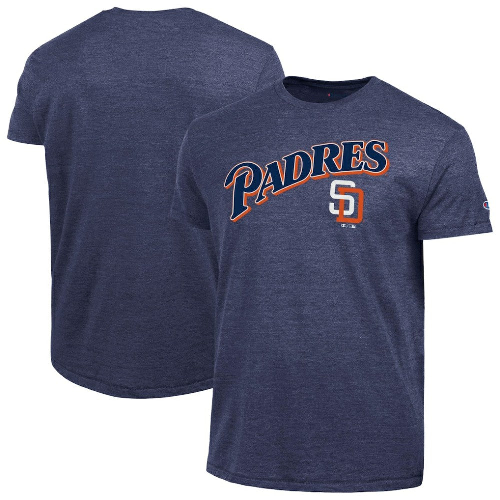 San Diego Padres Champion Cooperstown Wordmark Lockup Tri-Blend T-Shirt - Navy - MLB Lifestyle
