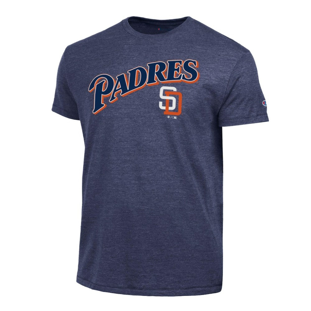 San Diego Padres Champion Cooperstown Wordmark Lockup Tri-Blend T-Shirt - Navy - MLB Lifestyle