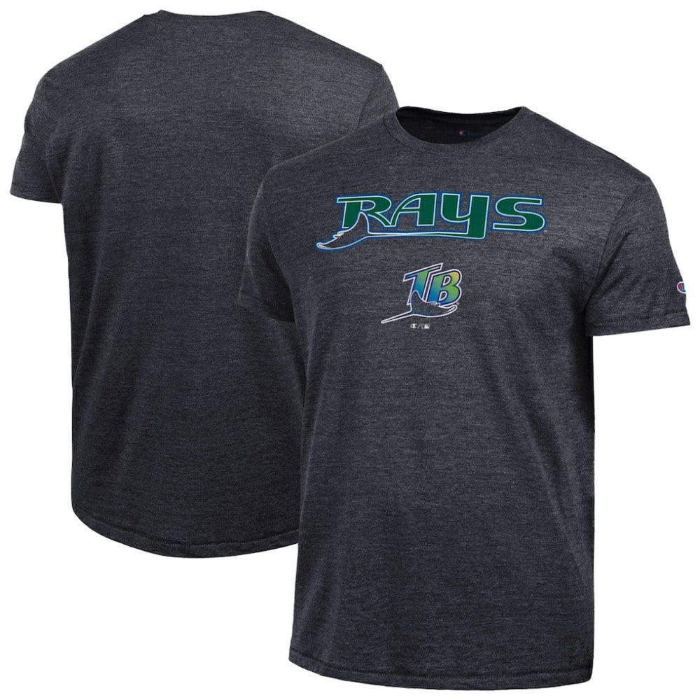 Tampa Bay Rays Champion Cooperstown Wordmark Lockup Tri-Blend T-Shirt - Black - MLB Lifestyle