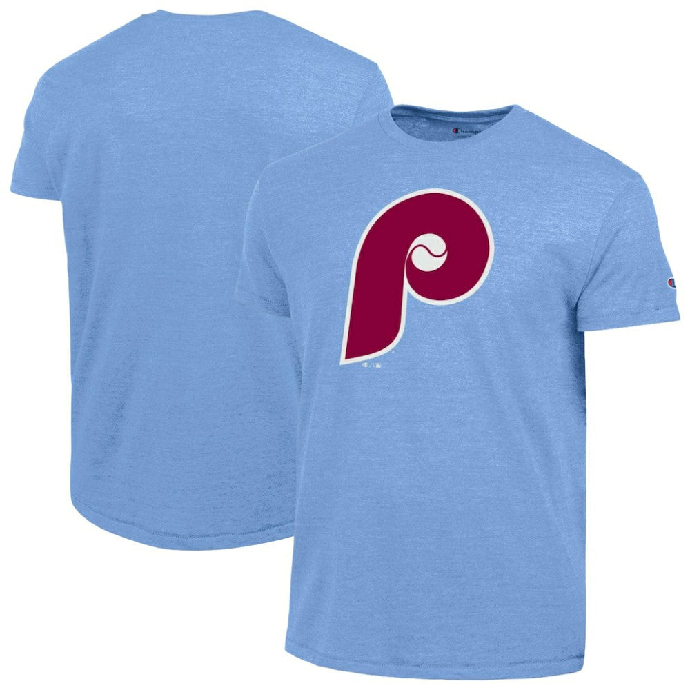 Philadelphia Phillies Champion Cooperstown Logo Tri-Blend T-Shirt - Light Blue - MLB Lifestyle