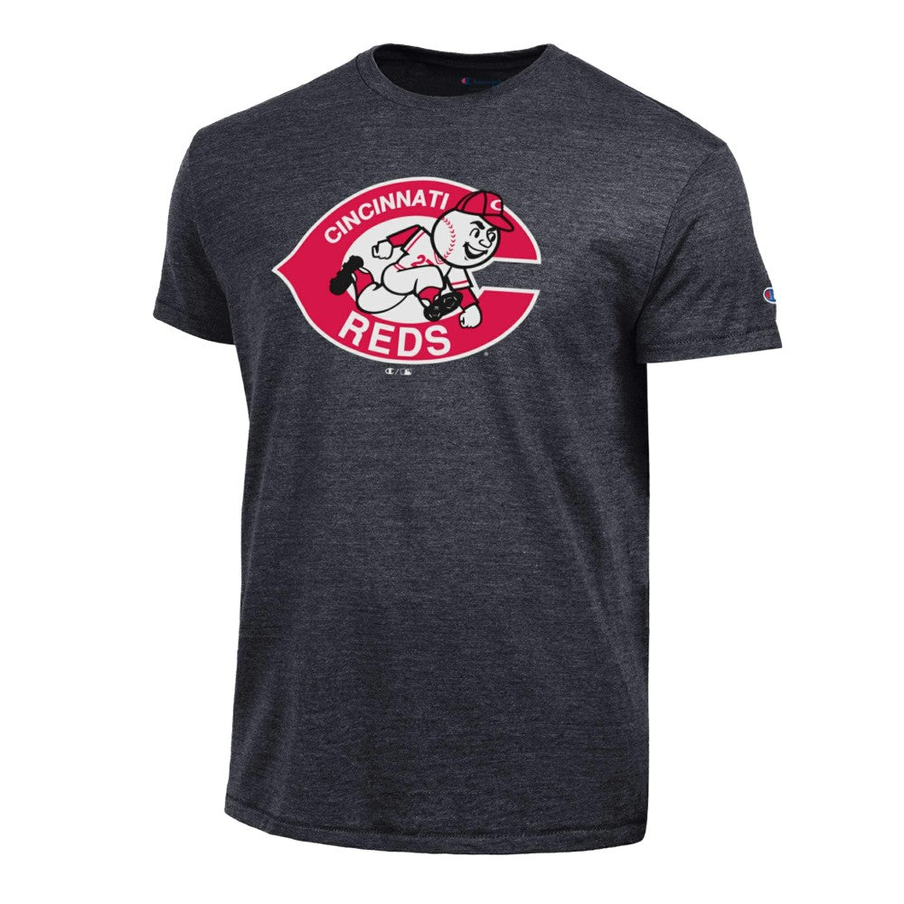 Cincinnati Reds Champion Cooperstown Logo Tri-Blend T-Shirt - Black - MLB Discount