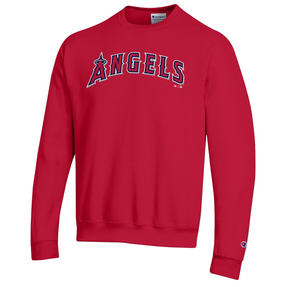 Los Angeles Angels Champion Powerblend Wordmark Sweatshirt - Red - MLB Discount