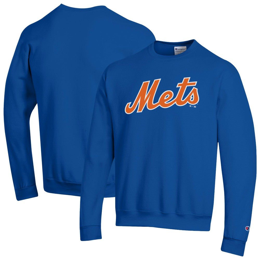 New York Mets Champion Powerblend Wordmark Sweatshirt - Royal - MLB Discount