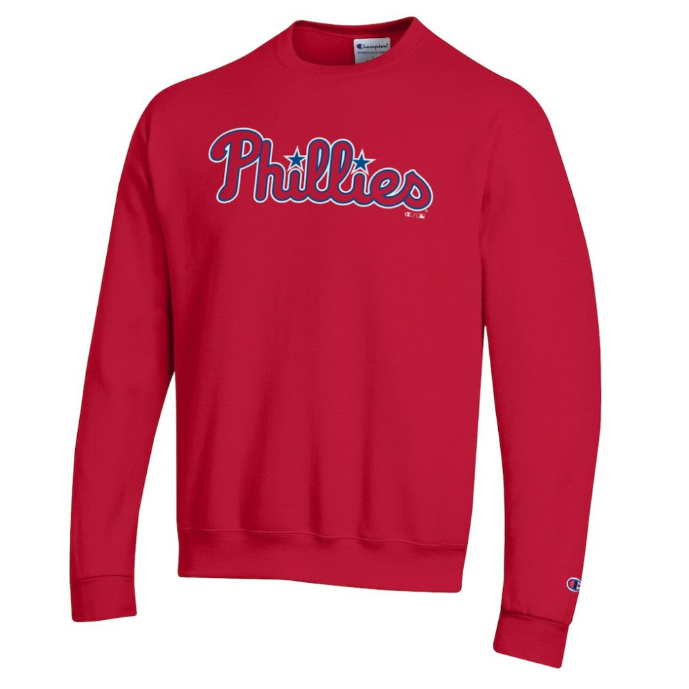 Philadelphia Phillies Champion Powerblend Wordmark Sweatshirt - Red - MLB Online