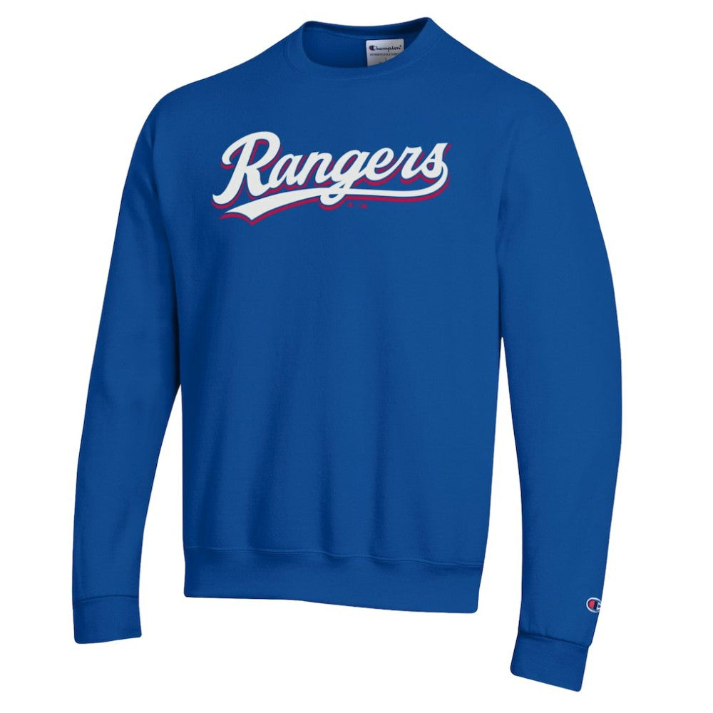 Texas Rangers Champion Powerblend Wordmark Sweatshirt - Royal - MLB Lifestyle
