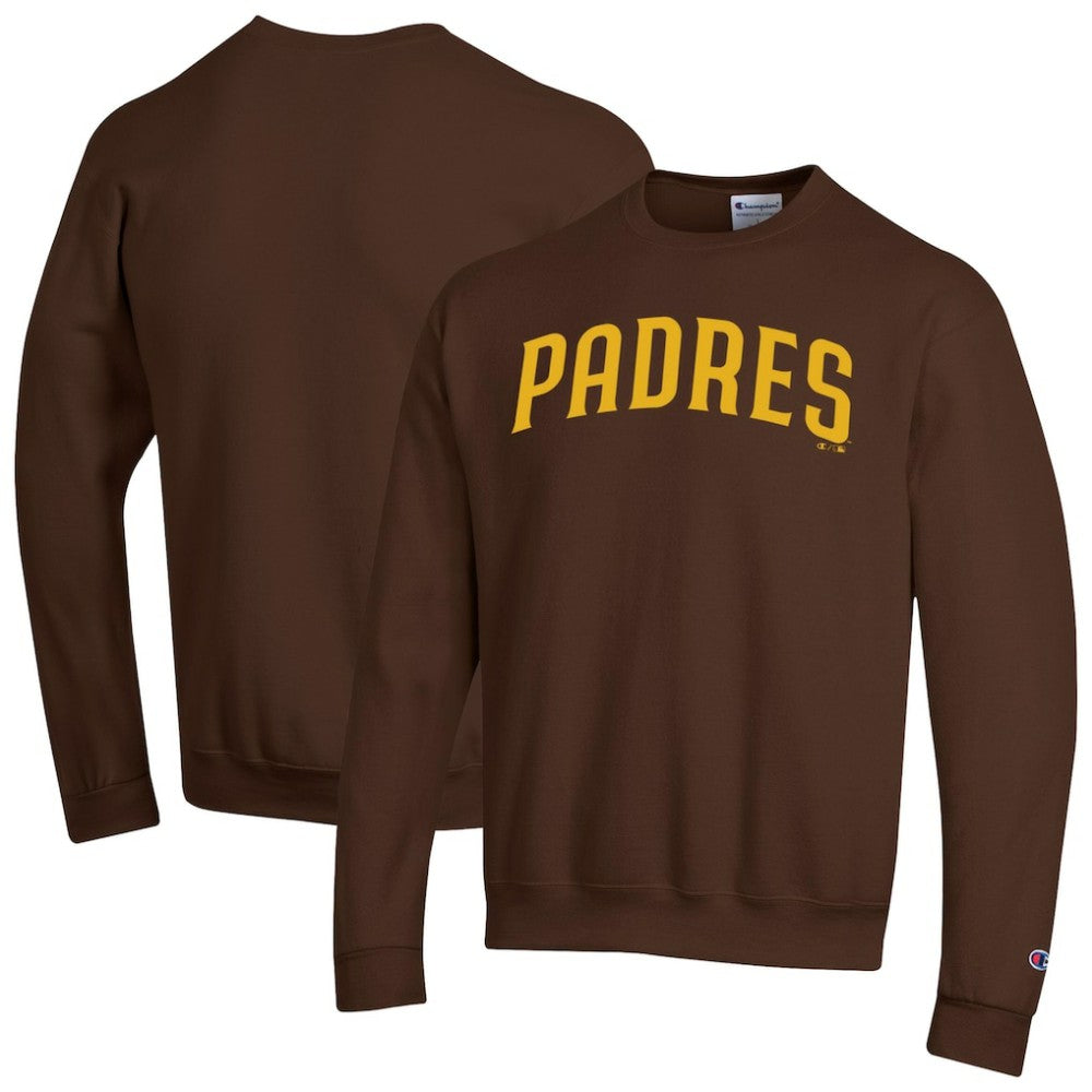 San Diego Padres Champion Powerblend Wordmark Sweatshirt - Brown - MLB Discount