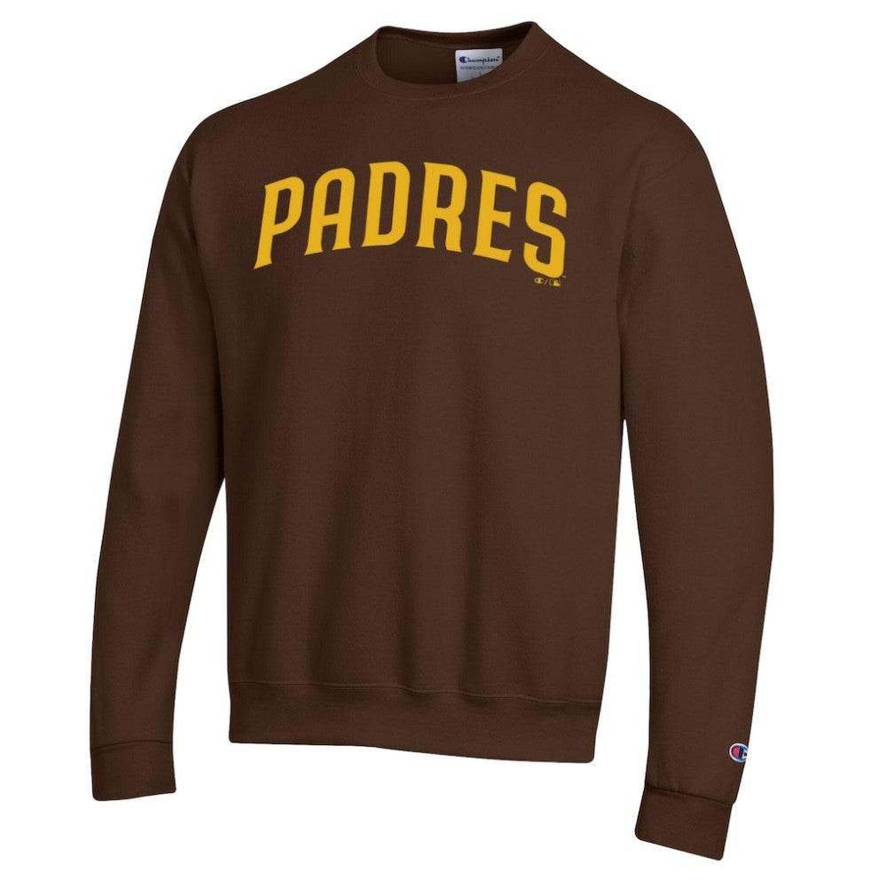 San Diego Padres Champion Powerblend Wordmark Sweatshirt - Brown - MLB Discount