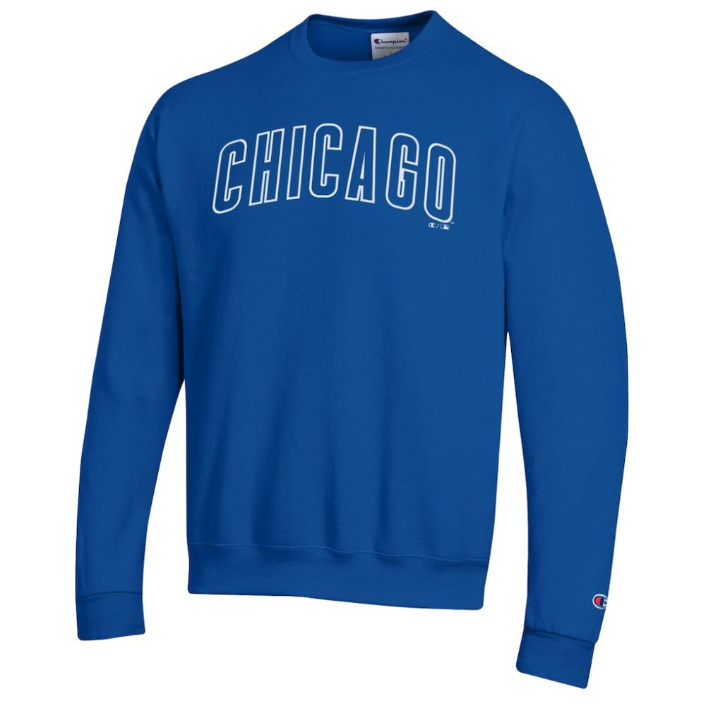 Chicago Cubs Champion Powerblend Wordmark Sweatshirt - Royal - MLB Sale
