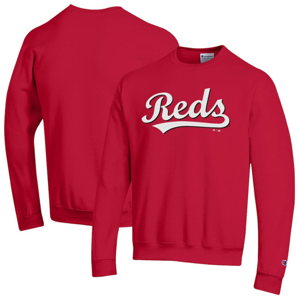 Cincinnati Reds Champion Powerblend Wordmark Sweatshirt - Red - MLB Discount