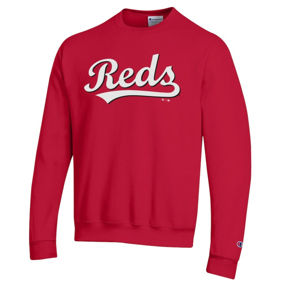 Cincinnati Reds Champion Powerblend Wordmark Sweatshirt - Red - MLB Discount