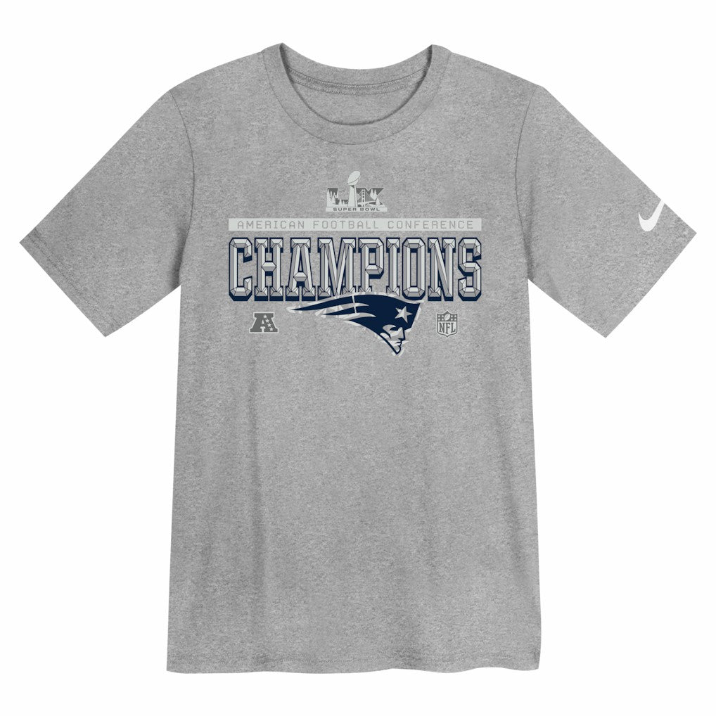 Nike New England Patriots Preschool 2025 AFC Champions Locker Room Trophy Collection T-Shirt Gray