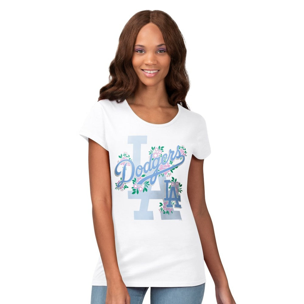 Los Angeles Dodgers G-III 4Her by Carl Banks Women's Floral Endzone T-Shirt - White - MLB on Sale
