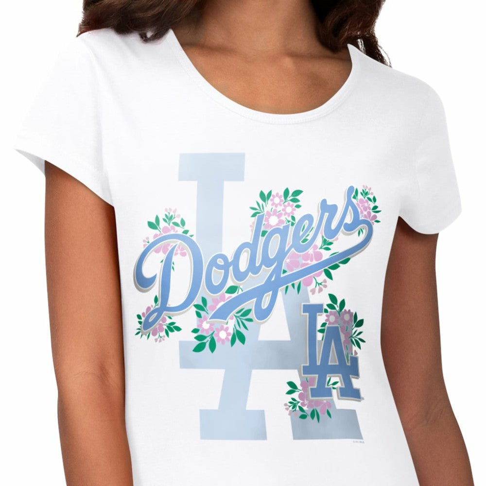 Los Angeles Dodgers G-III 4Her by Carl Banks Women's Floral Endzone T-Shirt - White - MLB on Sale