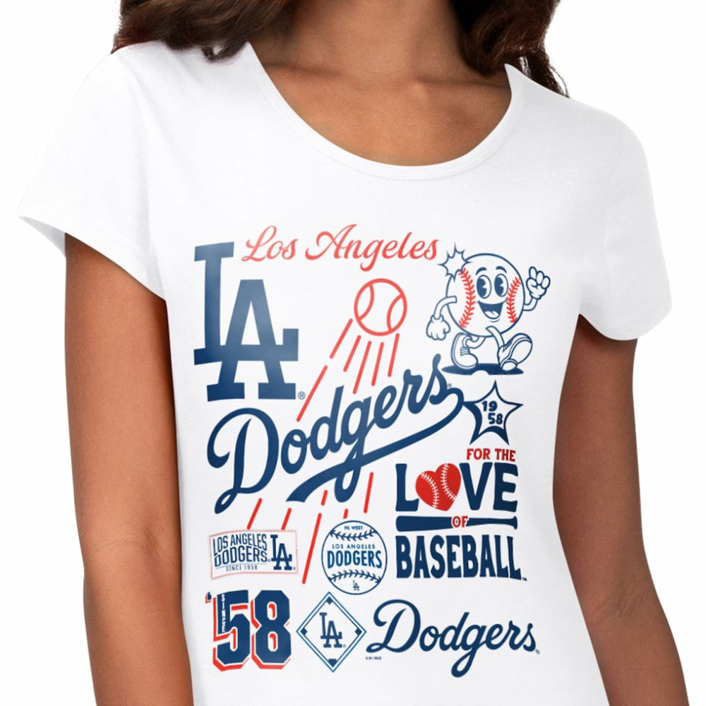Los Angeles Dodgers G-III 4Her by Carl Banks Women's Endzone Collage T-Shirt - White - MLB on Sale