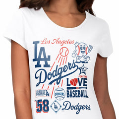 Los Angeles Dodgers G-III 4Her by Carl Banks Women's Endzone Collage T-Shirt - White - MLB on Sale