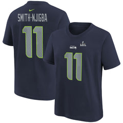 Nike Jaxon Smith-Njigba Seattle Seahawks Youth Super Bowl LX Patch Name & Number T-Shirt College Navy