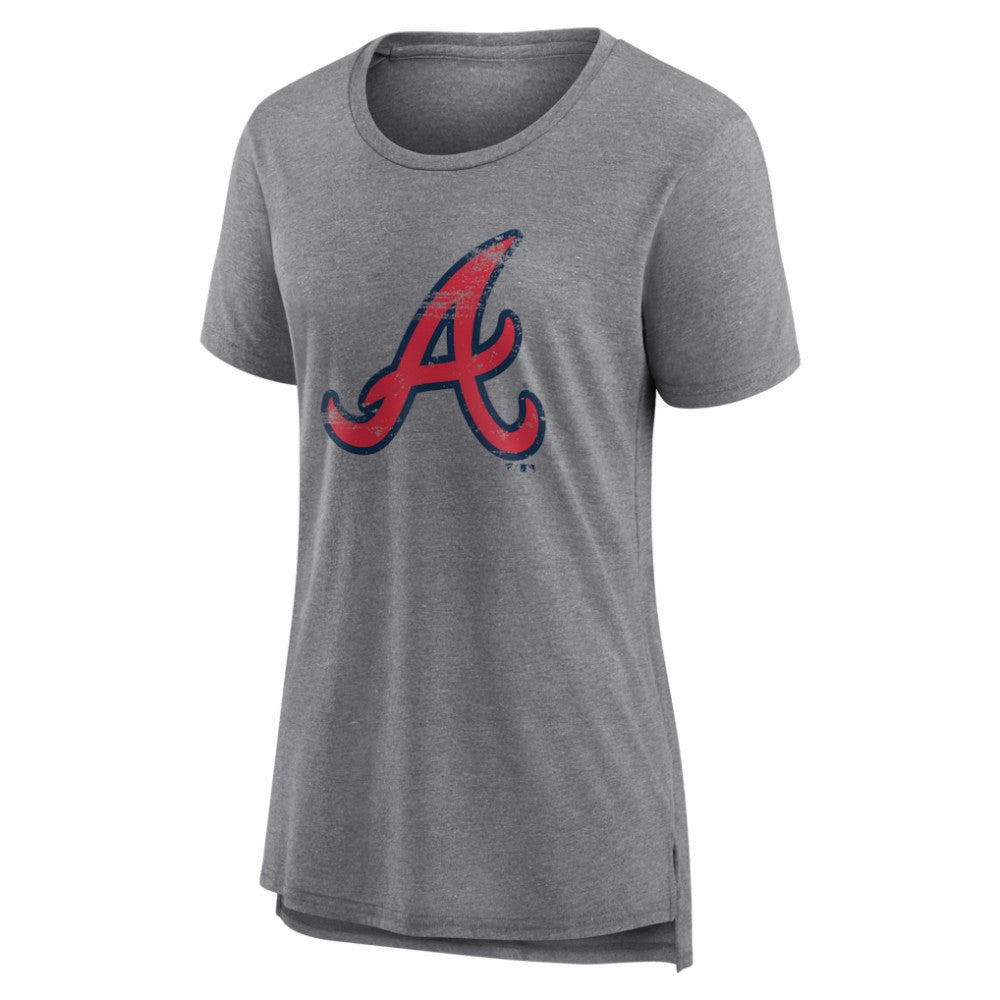 Atlanta Braves Women's Heritage Personalized Any Name & Number Tri-Blend T-Shirt - Gray - MLB Online