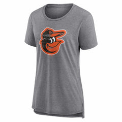 Baltimore Orioles Women's Heritage Personalized Any Name & Number Tri-Blend T-Shirt - Gray - MLB Sale