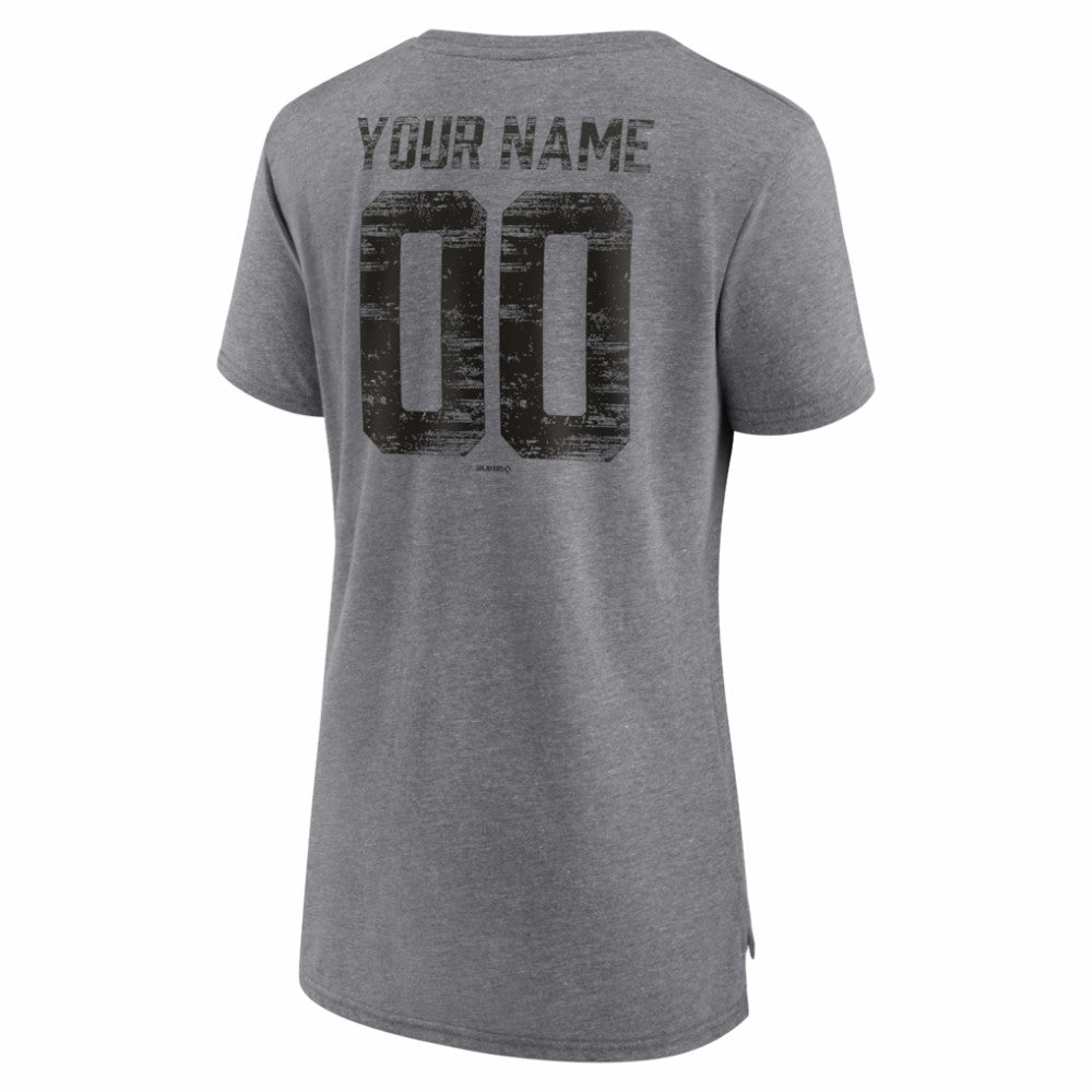Baltimore Orioles Women's Heritage Personalized Any Name & Number Tri-Blend T-Shirt - Gray - MLB Sale