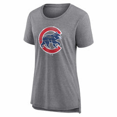 Chicago Cubs Women's Heritage Personalized Any Name & Number Tri-Blend T-Shirt - Gray - MLB on Sale