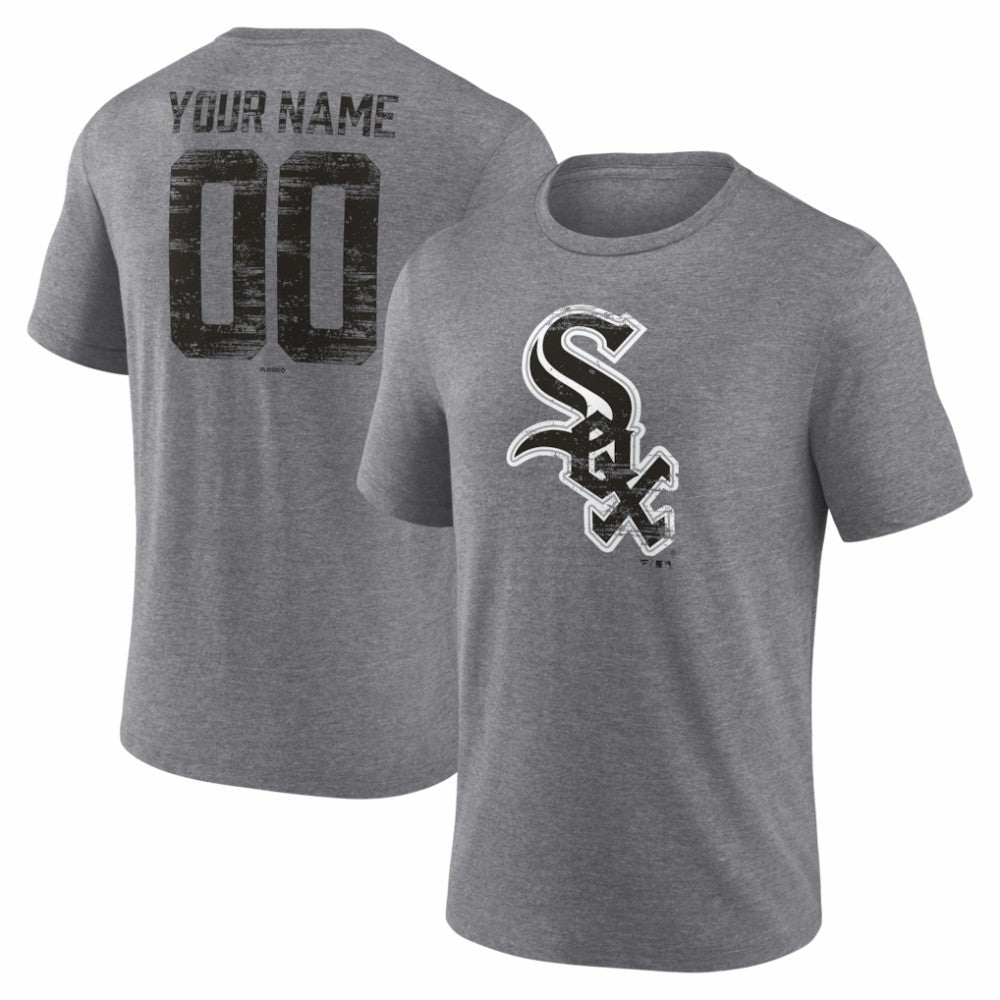 Chicago White Sox Heritage Personalized Any Name & Number Tri-Blend T-Shirt - Gray - MLB Lifestyle
