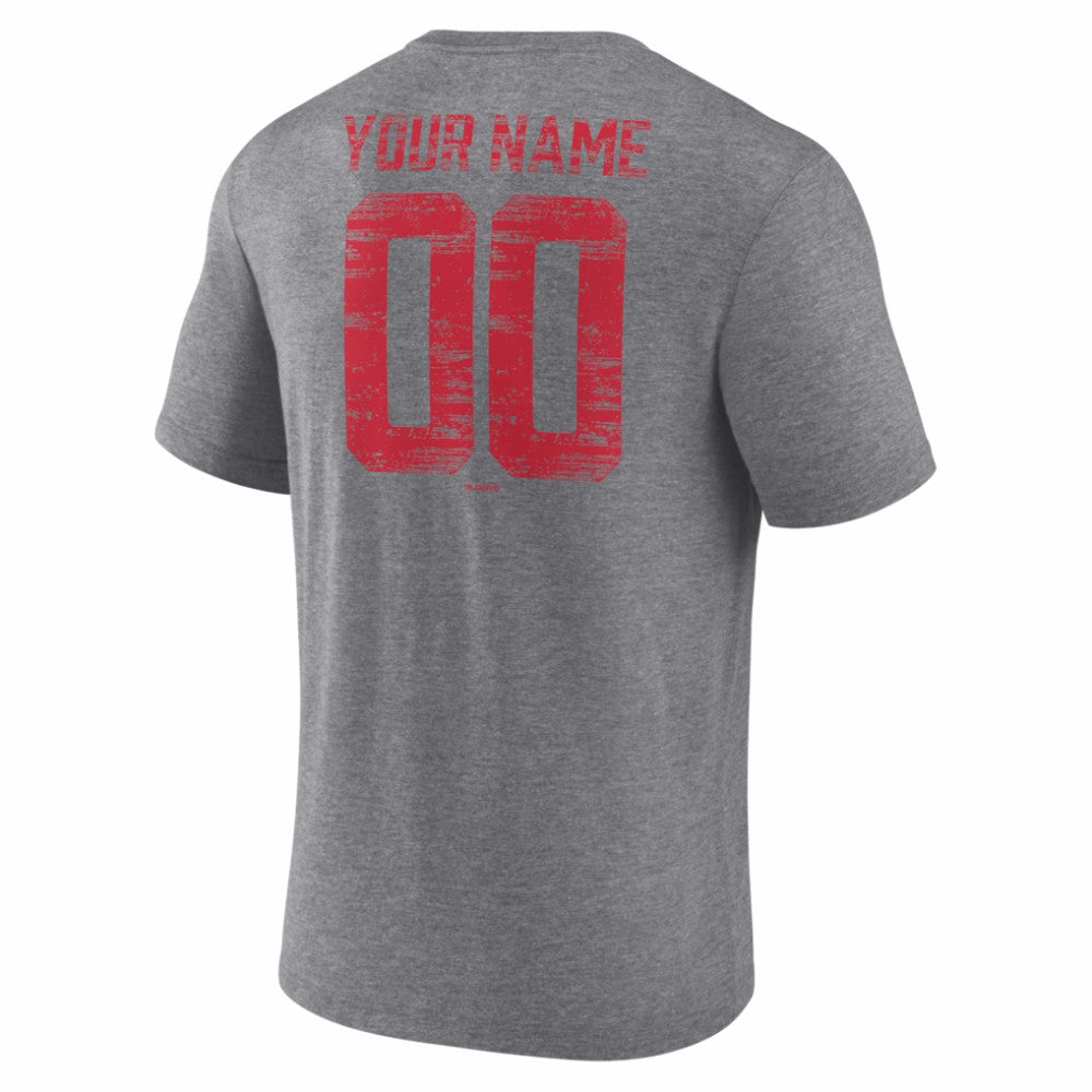 Cincinnati Reds Heritage Personalized Any Name & Number Tri-Blend T-Shirt - Gray - MLB Online