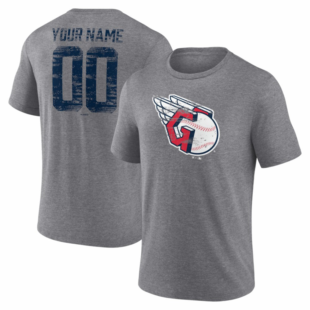 Cleveland Guardians Heritage Personalized Any Name & Number Tri-Blend T-Shirt - Gray - MLB Discount