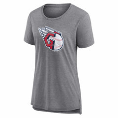 Cleveland Guardians Women's Heritage Personalized Any Name & Number Tri-Blend T-Shirt - Gray - MLB on Sale