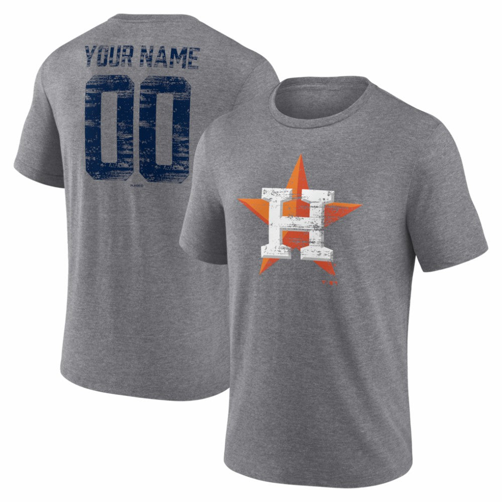 Houston Astros Heritage Personalized Any Name & Number Tri-Blend T-Shirt - Gray - MLB Lifestyle