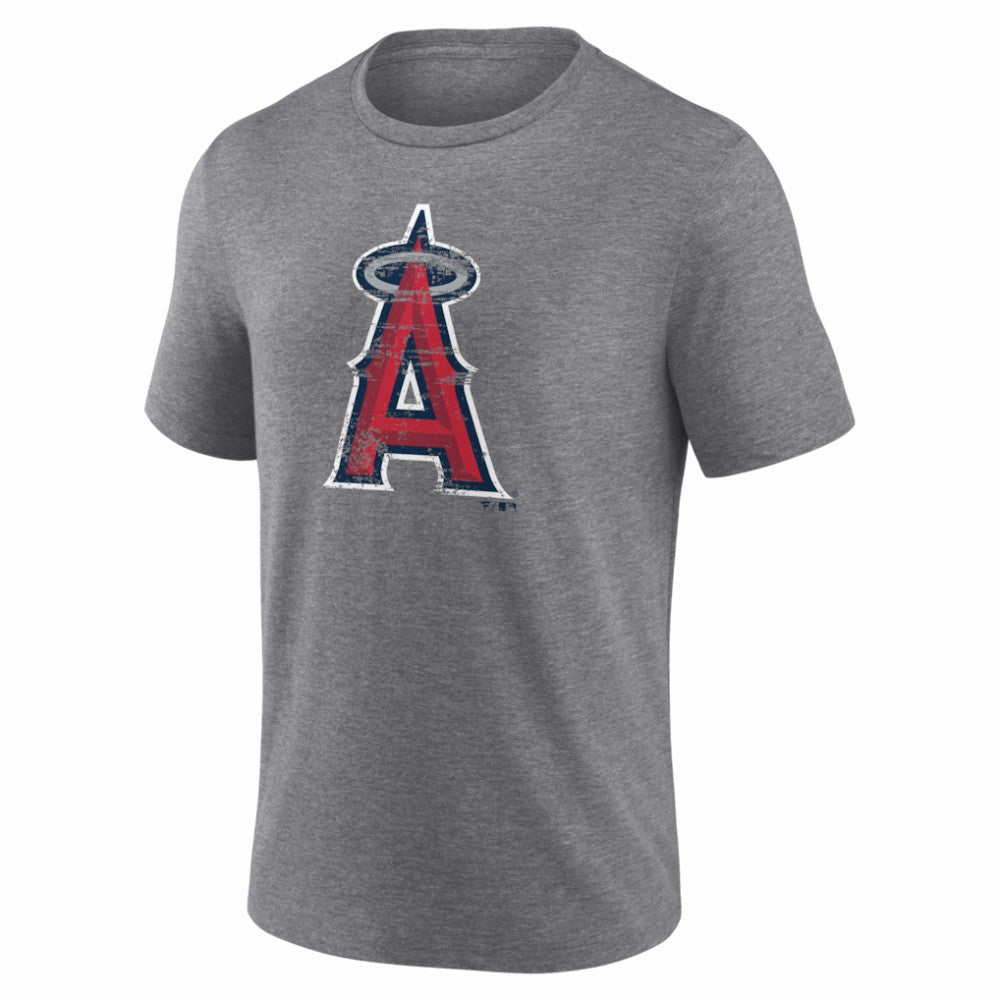 Los Angeles Angels Heritage Personalized Any Name & Number Tri-Blend T-Shirt - Gray - MLB on Sale