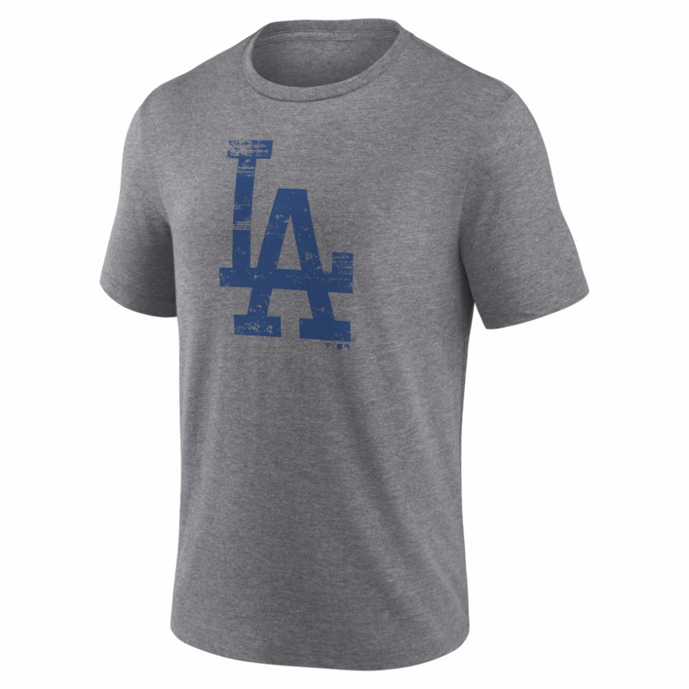 Los Angeles Dodgers Heritage Personalized Any Name & Number Tri-Blend T-Shirt - Gray - MLB Discount