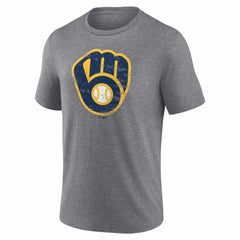 Milwaukee Brewers Heritage Personalized Any Name & Number Tri-Blend T-Shirt - Gray - MLB Sale