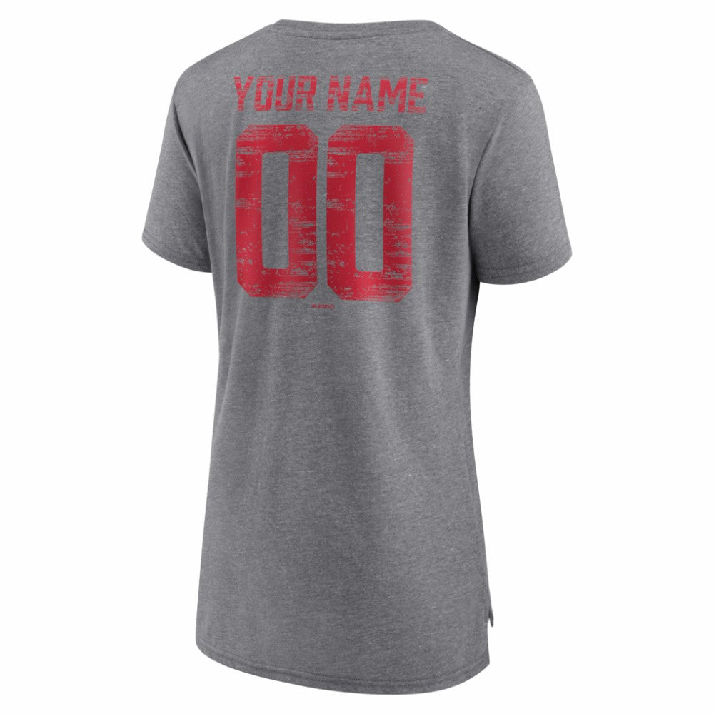 Philadelphia Phillies Women's Heritage Personalized Any Name & Number Tri-Blend T-Shirt - Gray - MLB Sale