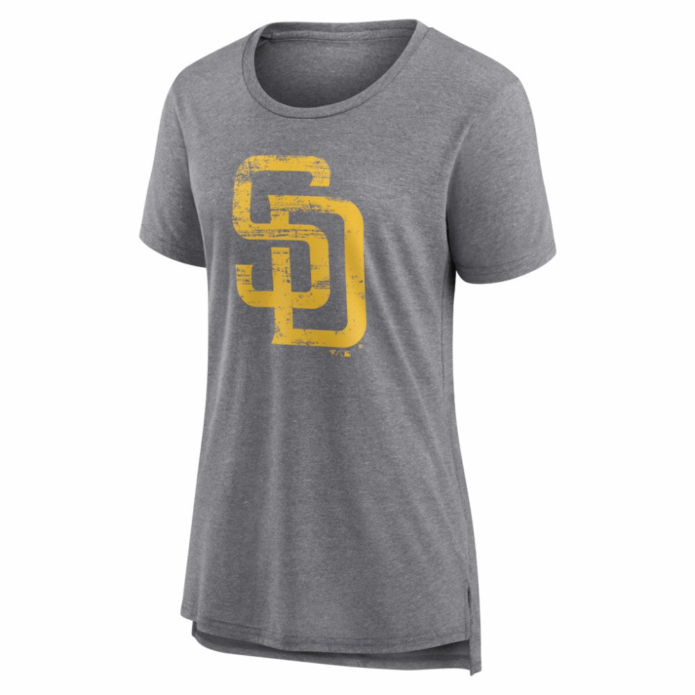 San Diego Padres Women's Heritage Personalized Any Name & Number Tri-Blend T-Shirt - Gray - MLB Sale
