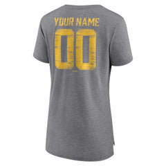 San Diego Padres Women's Heritage Personalized Any Name & Number Tri-Blend T-Shirt - Gray - MLB Sale