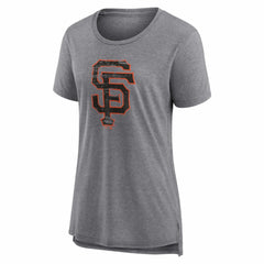 San Francisco Giants Women's Heritage Personalized Any Name & Number Tri-Blend T-Shirt - Gray - MLB on Sale
