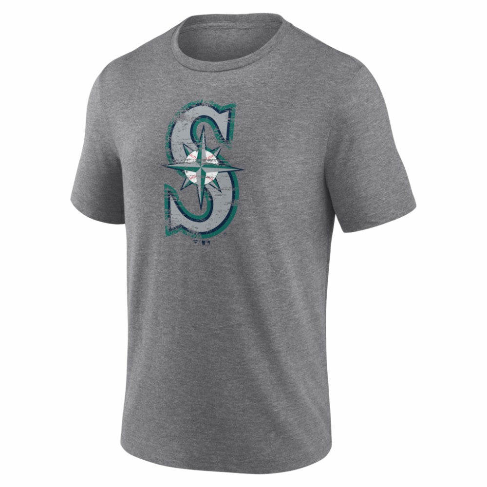 Seattle Mariners Heritage Personalized Any Name & Number Tri-Blend T-Shirt - Gray - MLB Lifestyle