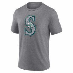 Seattle Mariners Heritage Personalized Any Name & Number Tri-Blend T-Shirt - Gray - MLB Lifestyle