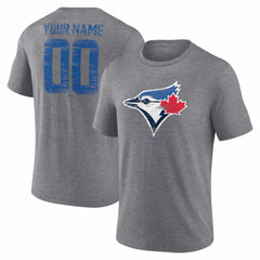 Toronto Blue Jays Heritage Personalized Any Name & Number Tri-Blend T-Shirt - Gray - MLB on Sale