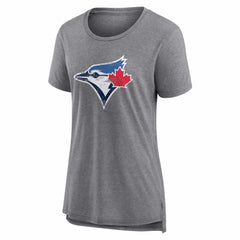 Toronto Blue Jays Women's Heritage Personalized Any Name & Number Tri-Blend T-Shirt - Gray - MLB Lifestyle