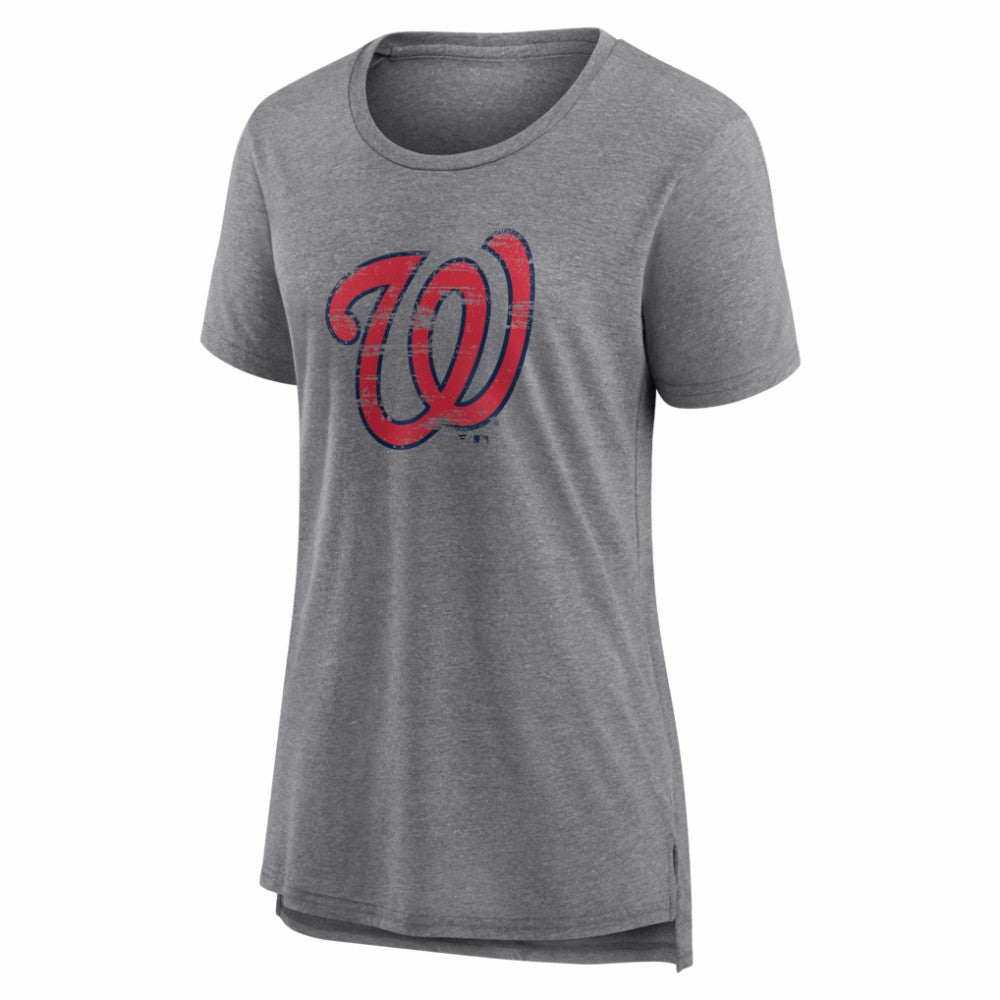 Washington Nationals Women's Heritage Personalized Any Name & Number Tri-Blend T-Shirt - Gray - MLB Lifestyle