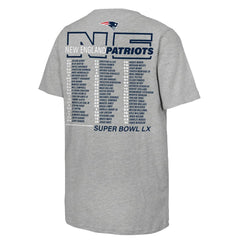 Fanatics New England Patriots Youth Super Bowl LX Roster T-Shirt Heather Gray