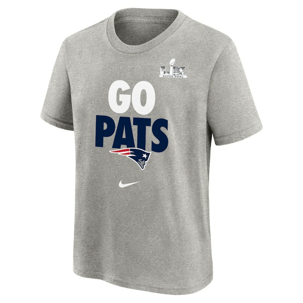 Nike New England Patriots Youth Super Bowl LX Fast As Fast Gets Hometown Slogan T-Shirt Gray