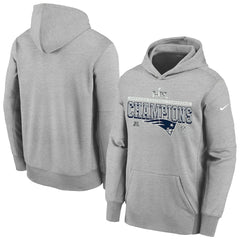 Nike New England Patriots Youth 2025 AFC Champions Locker Room Trophy Collection Authentic Hoodie Gray