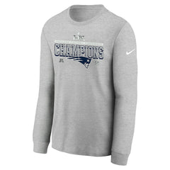 Nike New England Patriots Youth 2025 AFC Champions Locker Room Trophy Collection Long Sleeve T-Shirt Gray