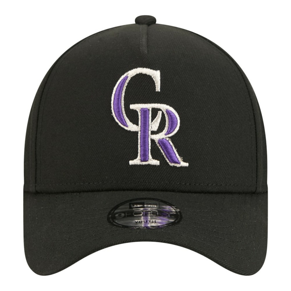 Colorado Rockies New Era Youth 9FORTY A-Frame Adjustable Hat - Black - New Era on Sale