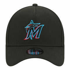 Miami Marlins New Era Youth 9FORTY A-Frame Adjustable Hat - Black - New Era Lifestyle