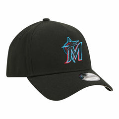 Miami Marlins New Era Youth 9FORTY A-Frame Adjustable Hat - Black - New Era Lifestyle