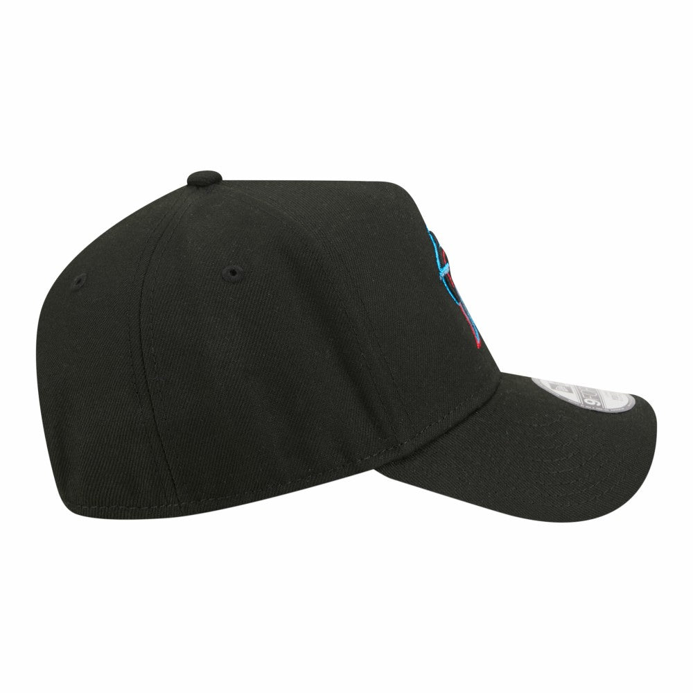 Miami Marlins New Era Youth 9FORTY A-Frame Adjustable Hat - Black - New Era Lifestyle