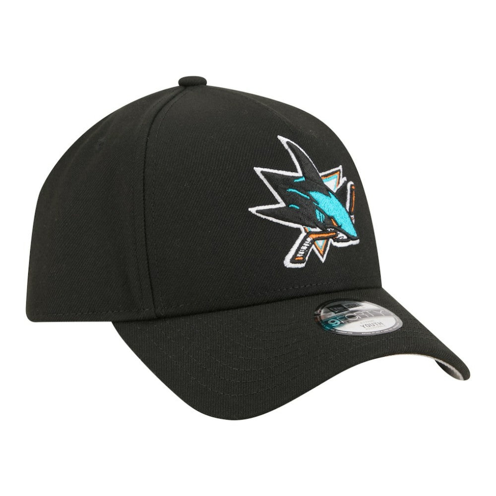 San Jose Sharks New Era Youth 9FORTY A-Frame Adjustable Hat - Black - NHL 203773496